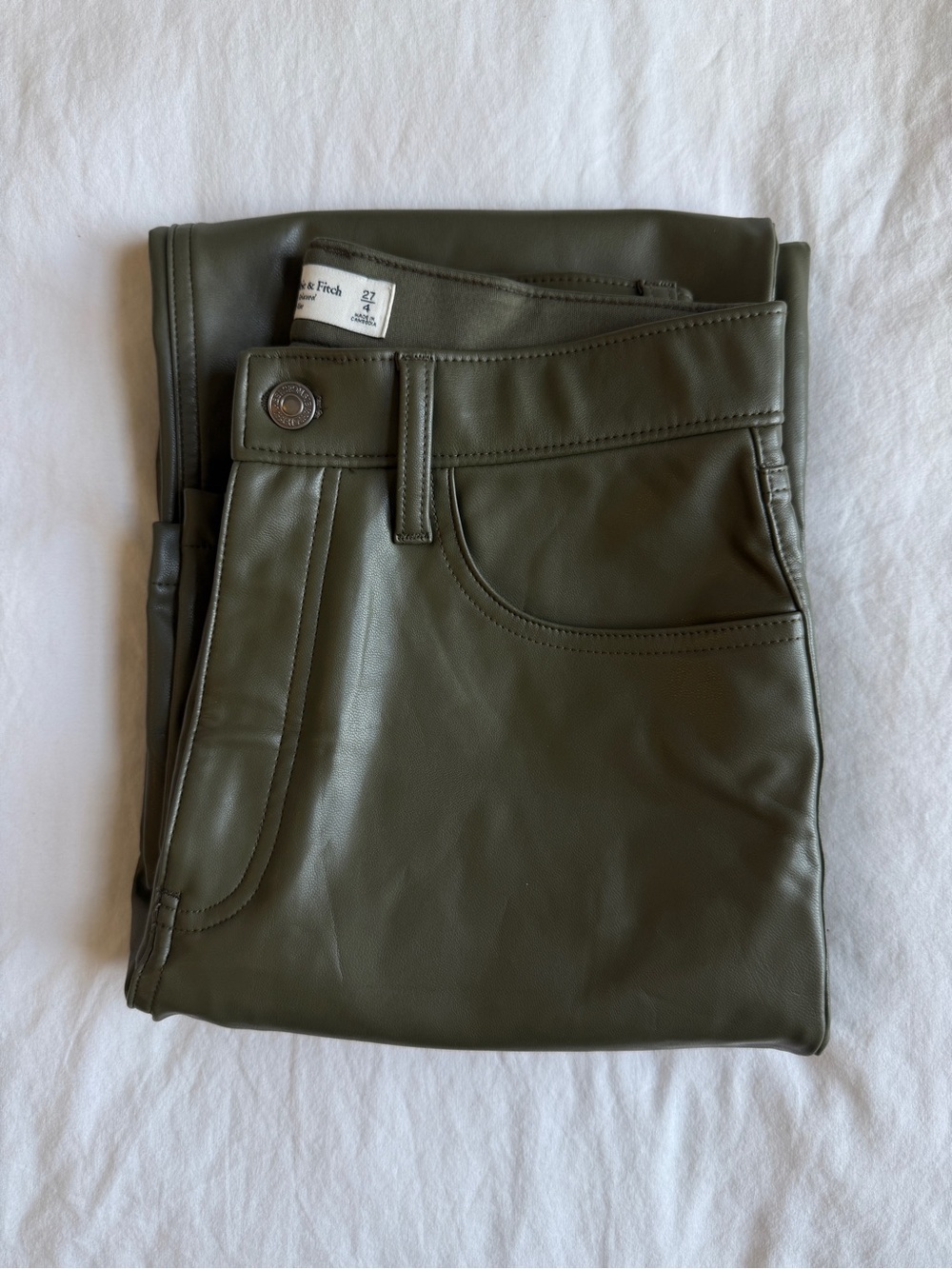 Abercrombie Green Leather Cargo Pants | 90s Relaxed Pant | 27R or Size 4